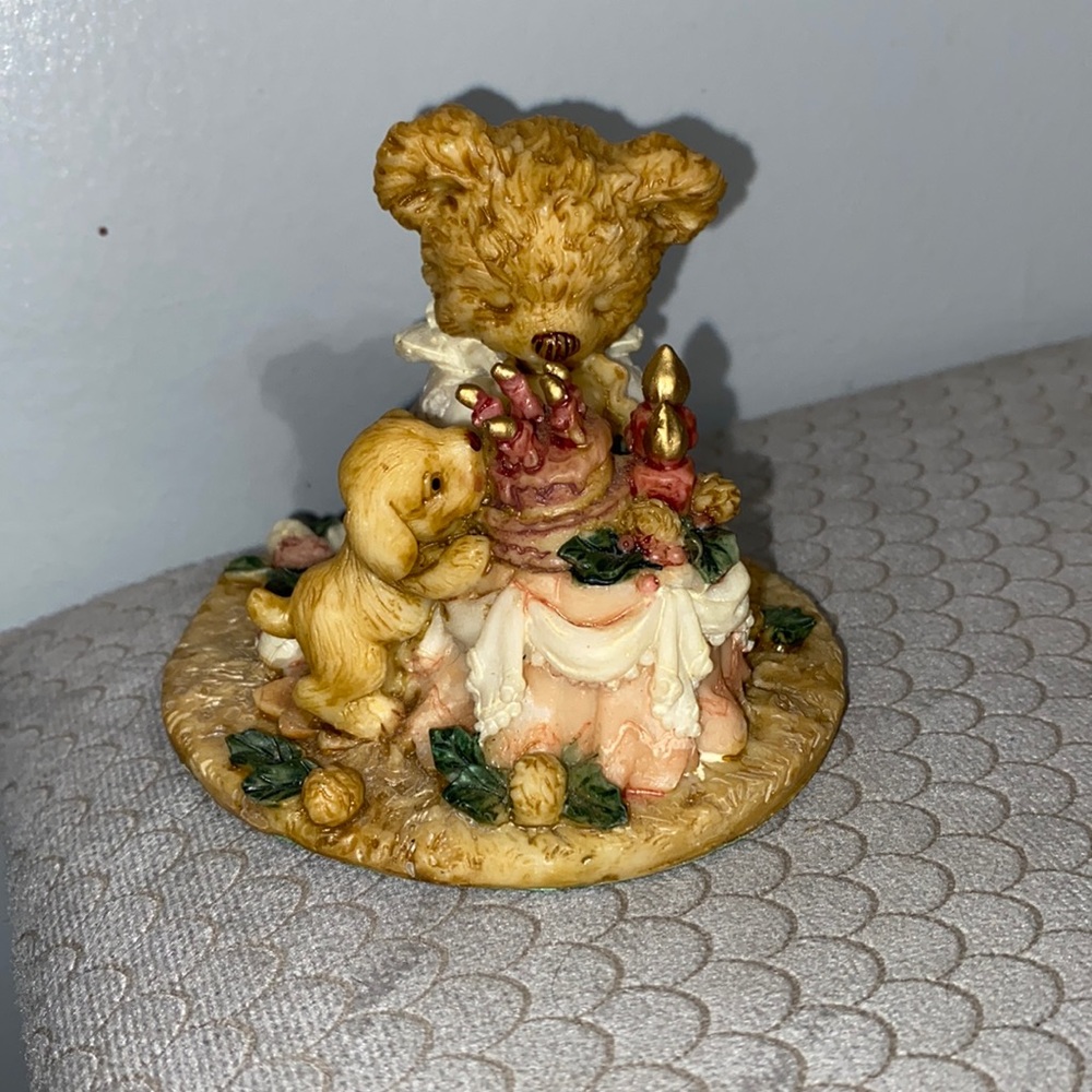 Vintage Birthday Bear Figurine Home Decor